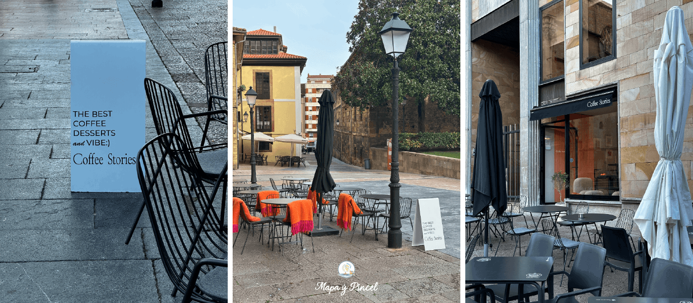 Terraza de Coffee Stories junto a la Catedral de Oviedo