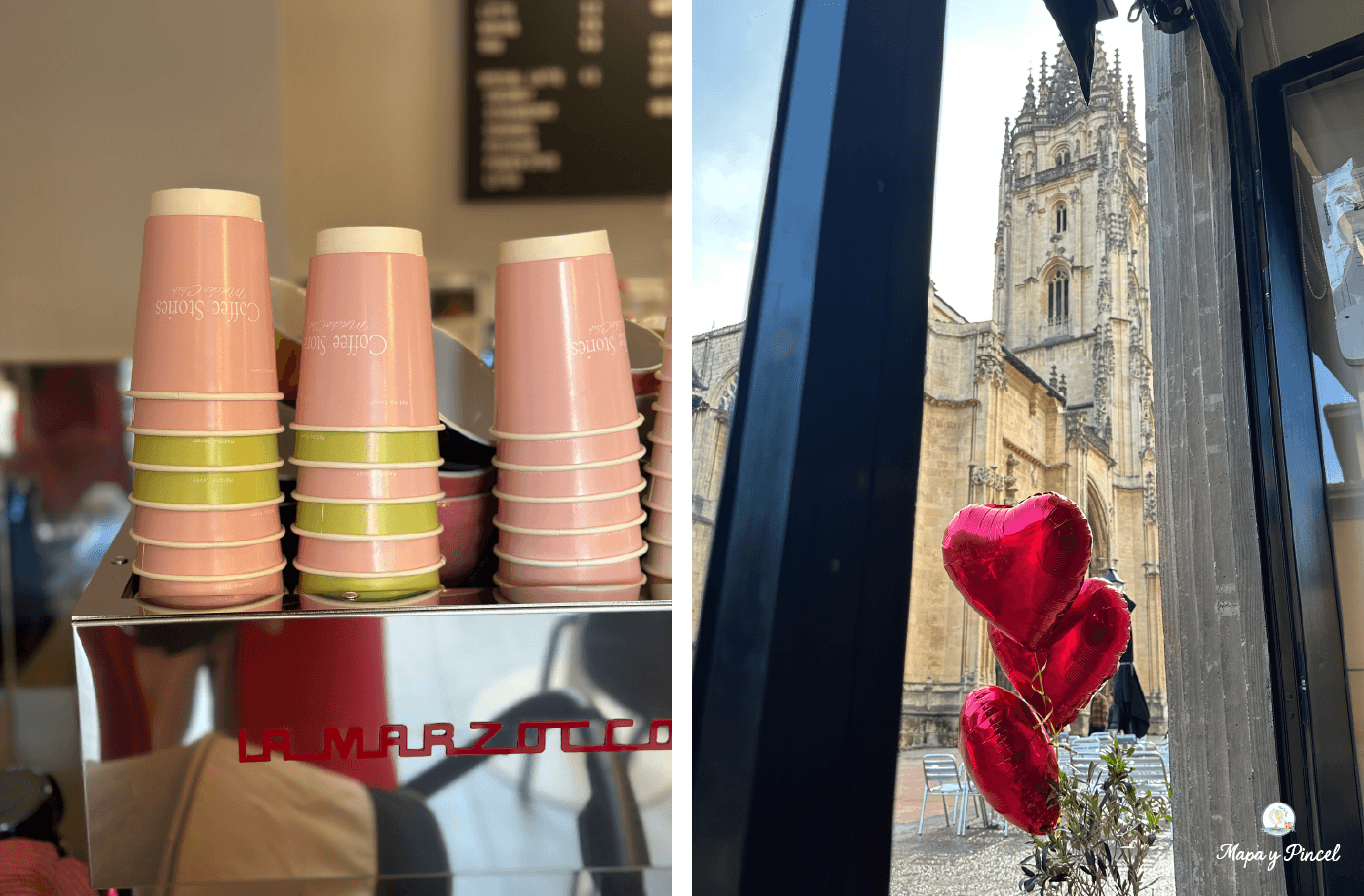 Vistas de la Catedral de Oviedo desde la mesa de Coffee Stories